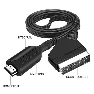 SCART-ról HDMI-re átalakító kábel, audio videó adapter 1080p/720p